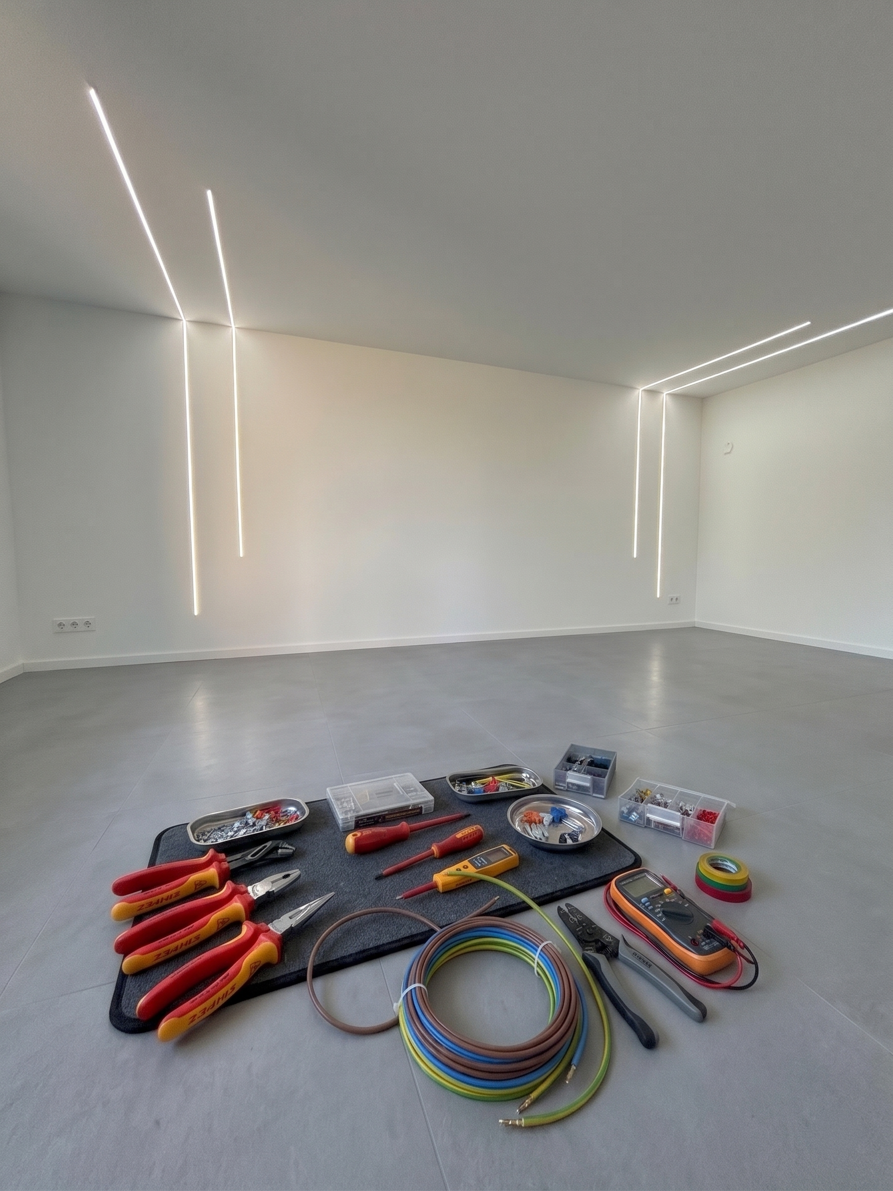 Innenausbau mit moderner LED-Lichtlinie von EK ELEKTRO